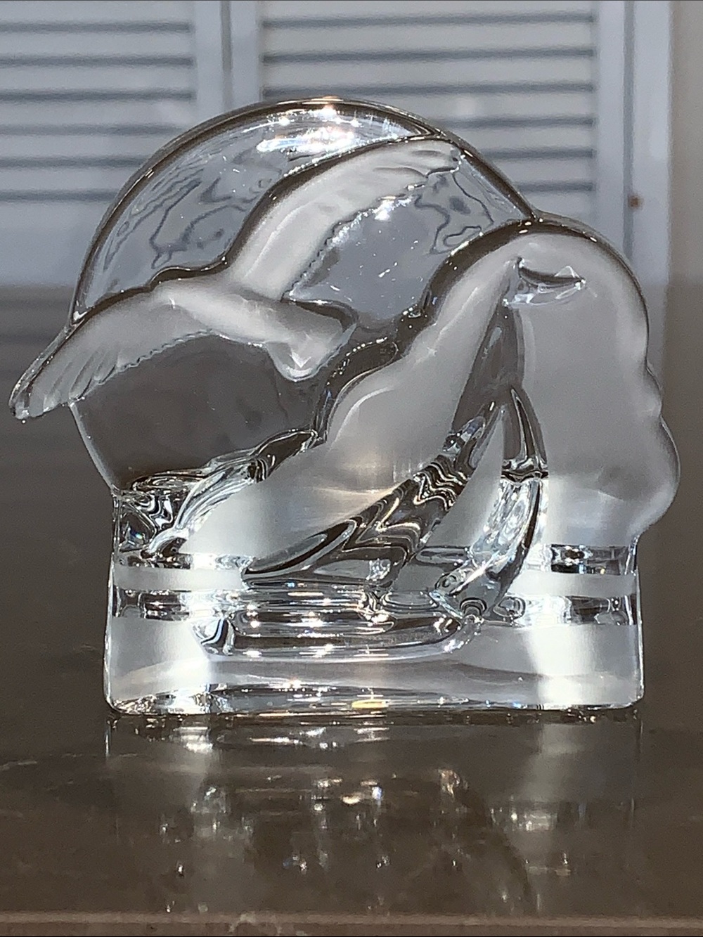 Vtg PartyLite Seagull and Sailboat Frosted/Clear Glass Tealight Candle Holder